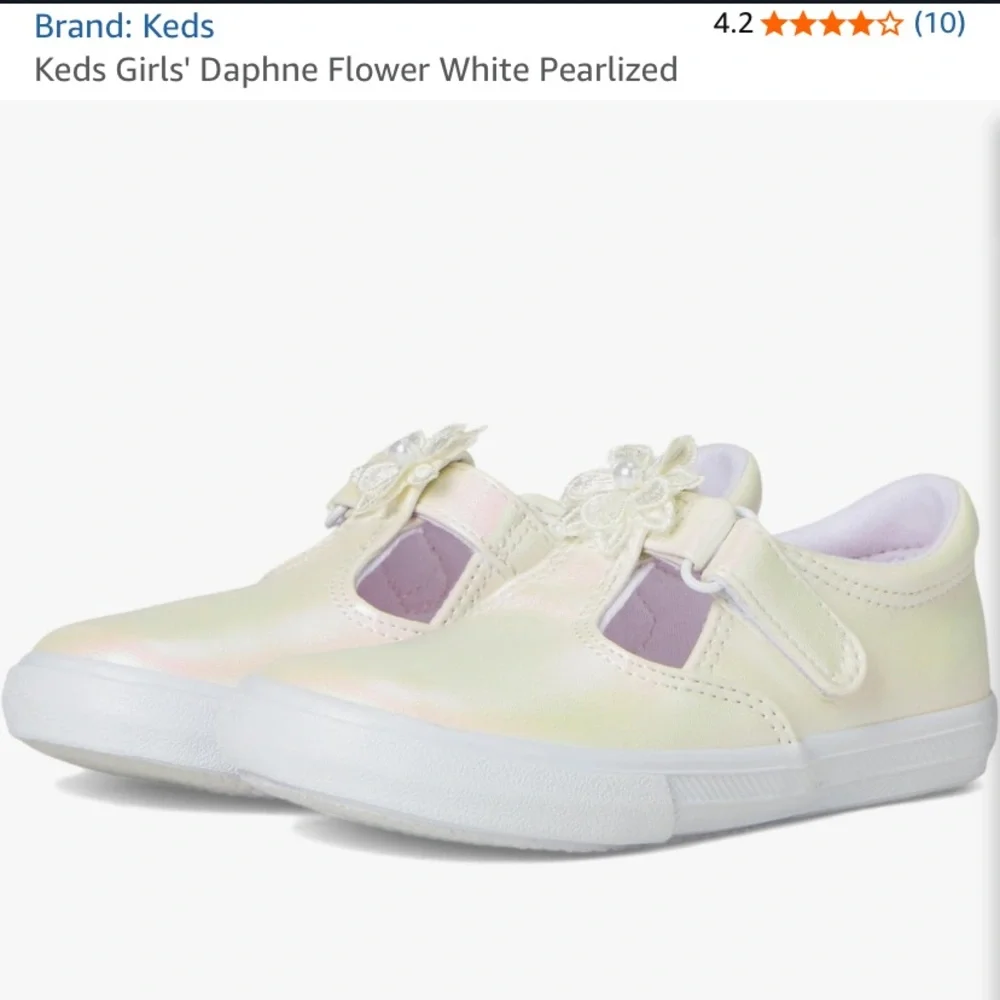 Keds- Daphne flower white pearlized toddler girl size 9.5 Mary Jane t-strap shoe